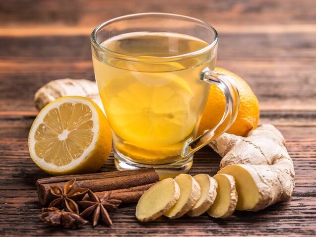 Ginger tea with lemon perfectly strengthens the immune system and potency
